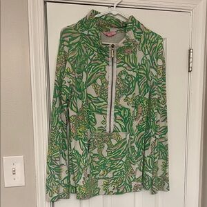 Lilly Pulitzer Vibrant Green and Pink Zip-Up